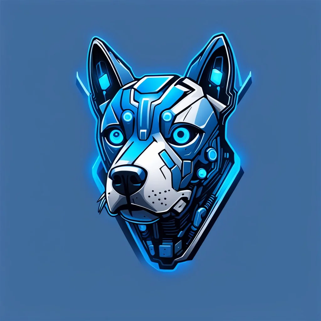 a a blue logo that looks like the cyborg dog