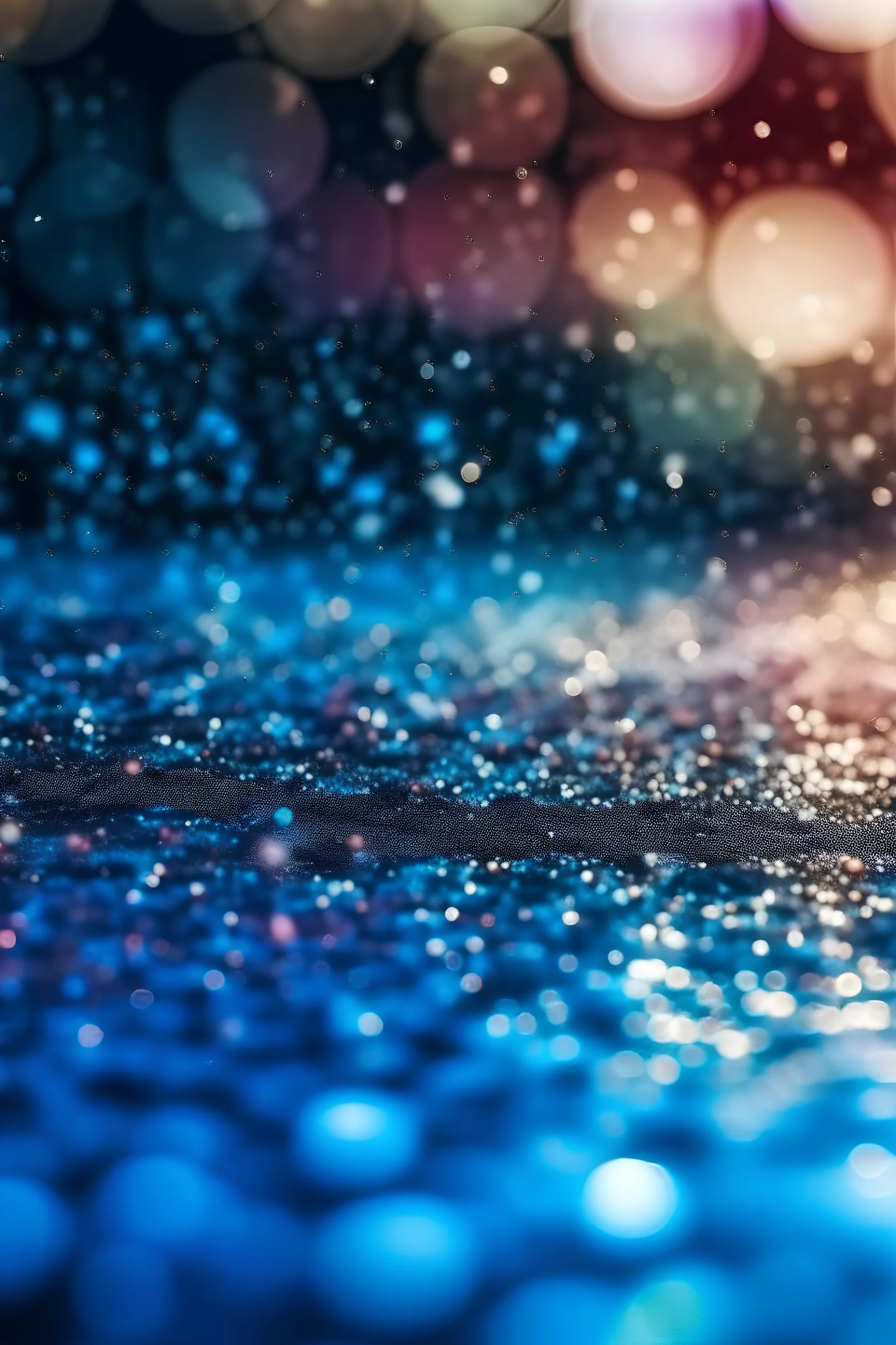 Abstract bokeh background of colorful glowing lights with soft focus in bright sunlight.silver and light glitter texture christmas abstract background.