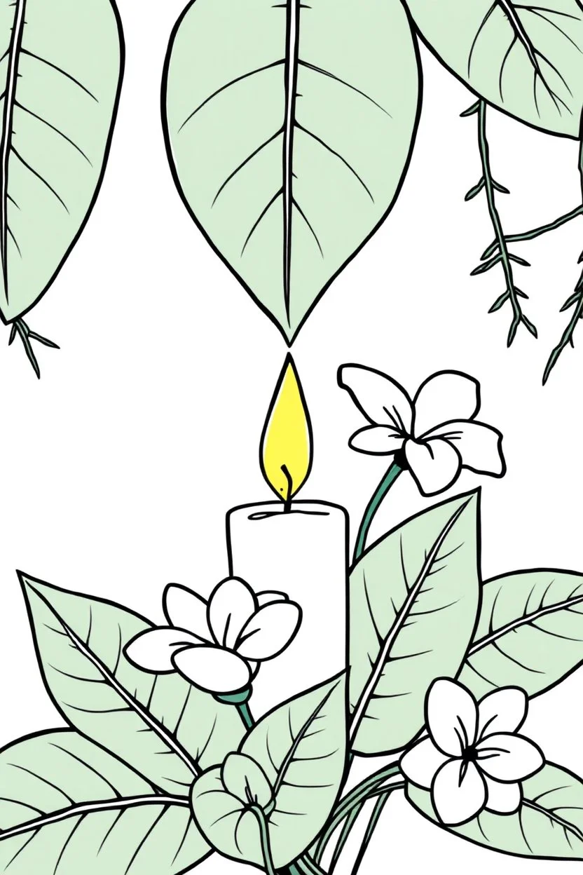 outline art for square Heart Candle Plumeria coloring page for kids, classic manga style, anime style, realistic modern cartoon style, white background, sketch style, only use outline, clean line art, no shadows, clear and well outlined