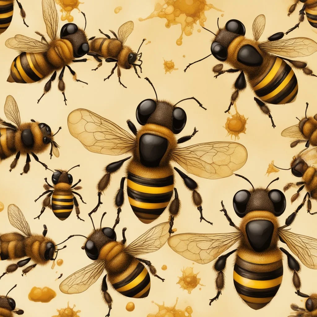 Happiness Oldman healthy in a planet of honey stingless bee, realistic