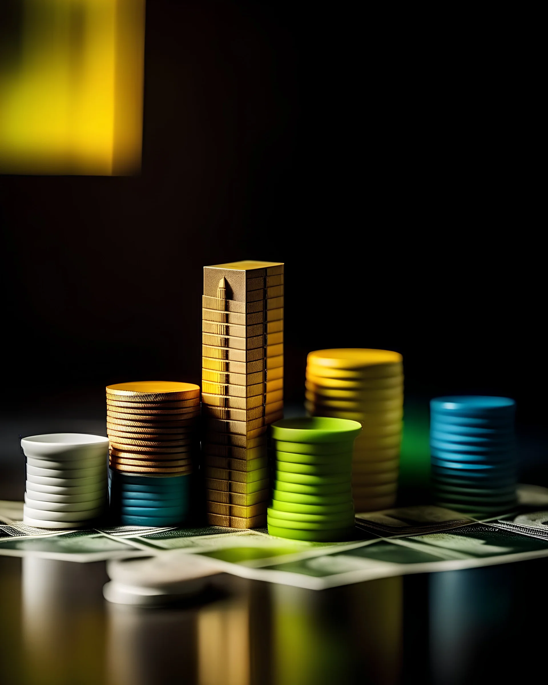 . A visual representation of different investment options, like stocks, bonds, real estate, and mutual funds, illustrating the concept of building wealth through wise investment choices.