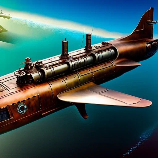 fullbody Drawing of 'sketch of Steampunk Submarine Vehicle',intricate detail,andrea bonelli,Kilian Eng,Ohrai,evan lee,Aleksandr Sidelnikov,KyuYong Eom,three quarters frontal aerial view,toned colors,16k