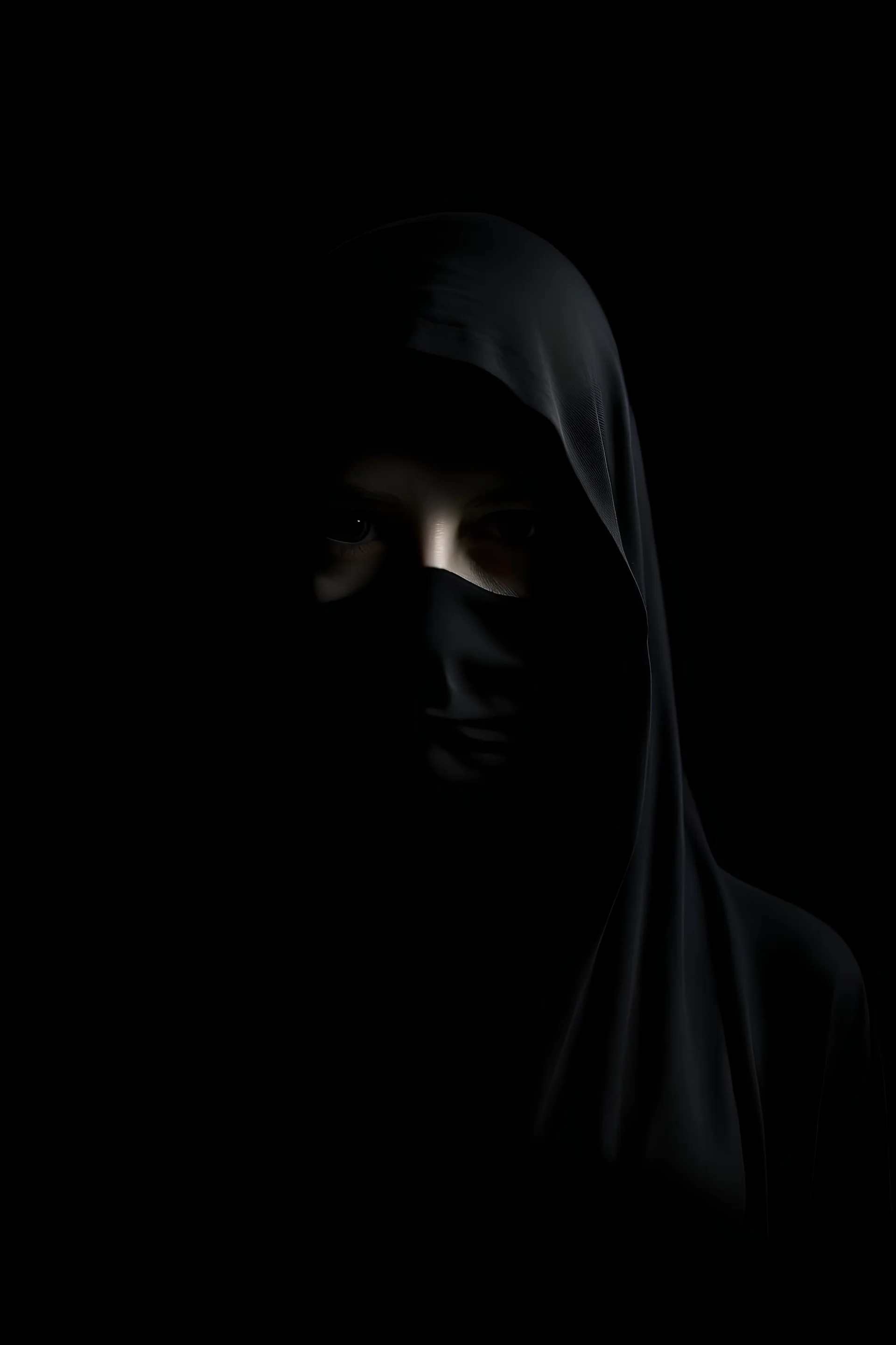 Anonymous Woman in a black backround