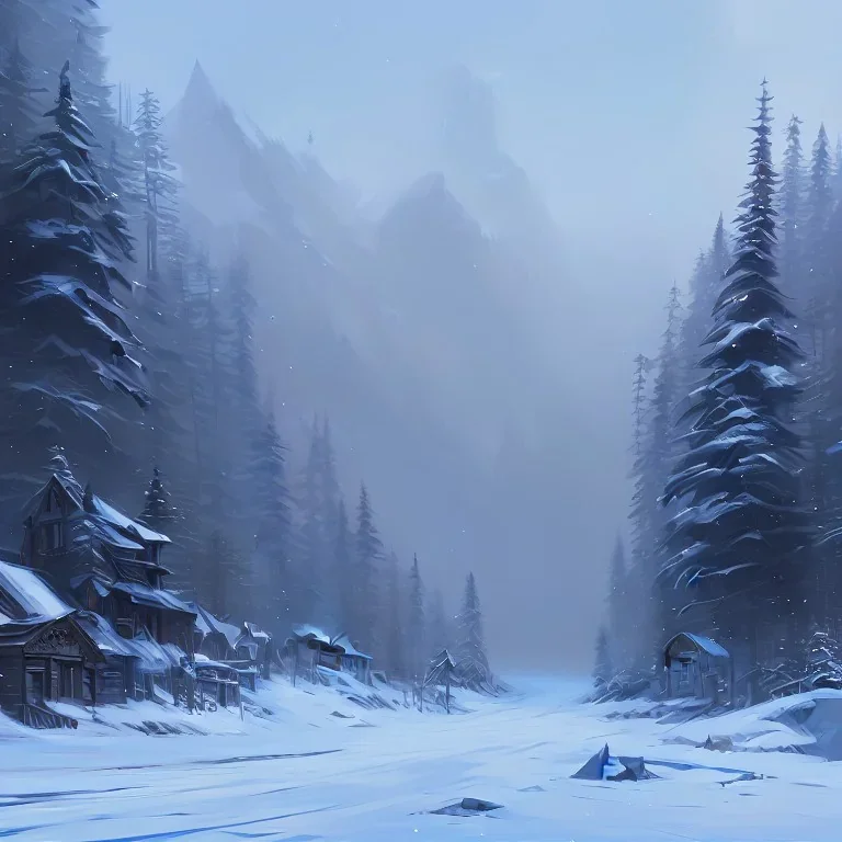 Concept art of the Olympic National Forest during winter, snow by Airi Pan