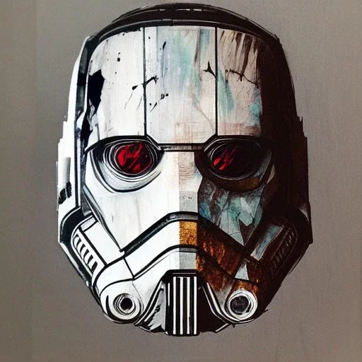 photorealistic luke skywalker helmet with weathered painting , illustration on coarse canvas by <agnes cecile> and <Yoji Shinkawa>, ornate and intricate details , soft smooth lighting, ultra detailed concept art,