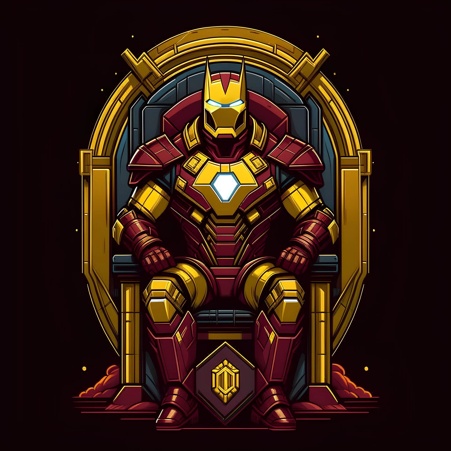 Ironman on his throne, for a t-shirt design