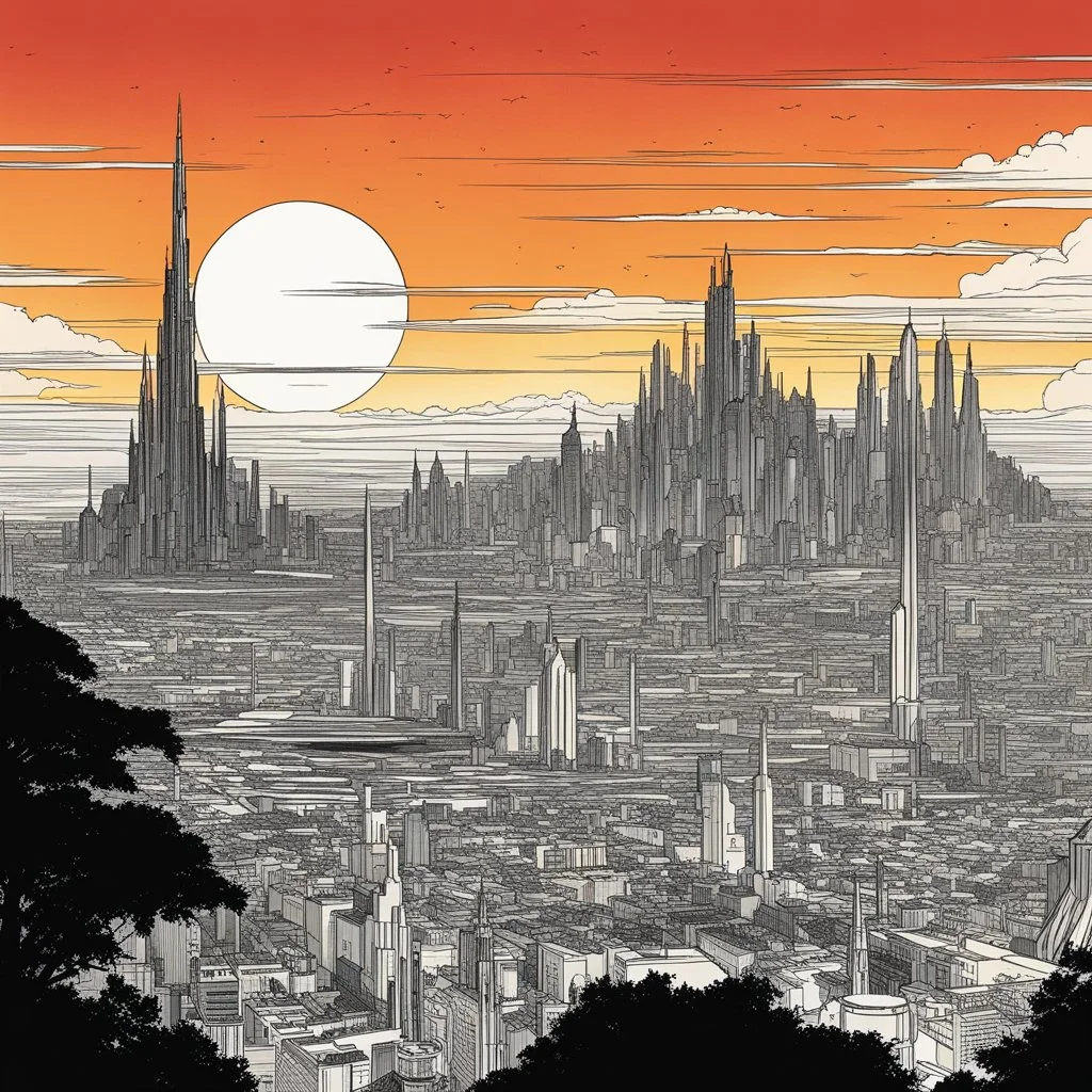 [inking by Noir Sequential Pages: star wars] the iconic skyline of naboo at sunset