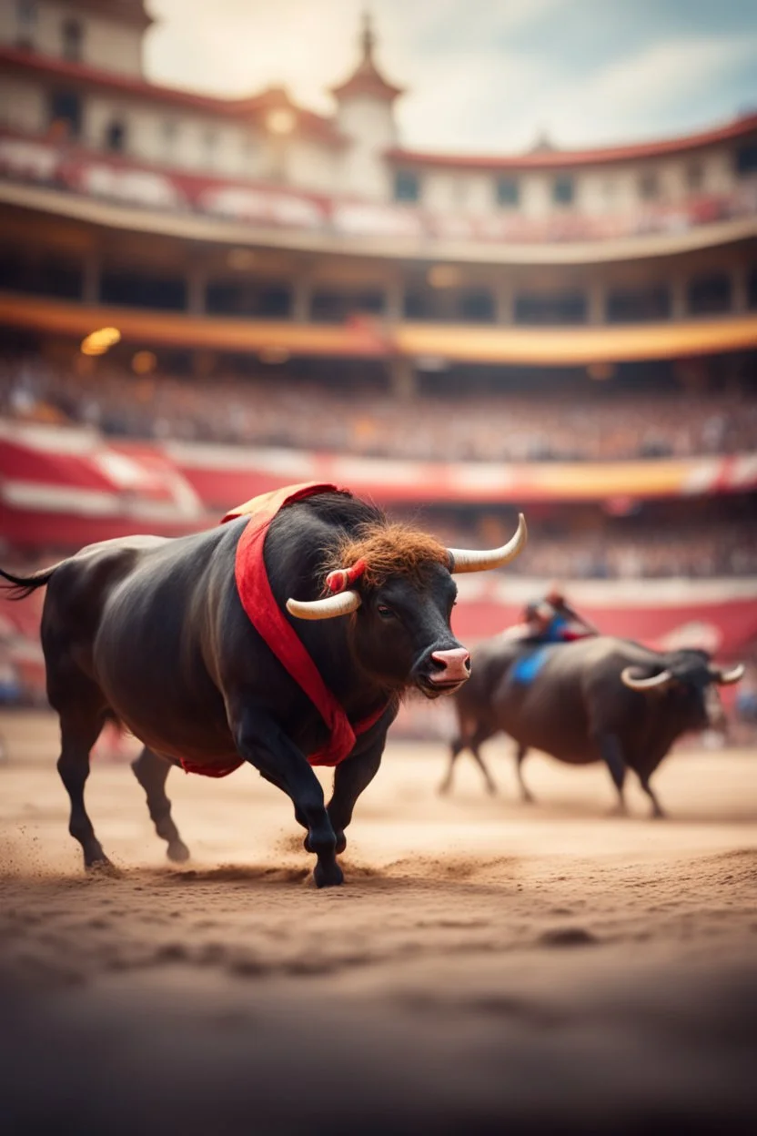 bullfight pornocratic exceptionalism on the brink of chasm, prize winning oil painting,bokeh like f/0.8, tilt-shift lens 8k, high detail, smooth render, down-light, unreal engine