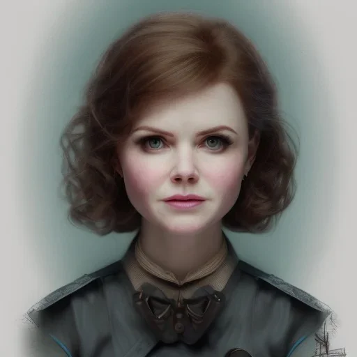 A blend of ginnifer goodwin and nicole kidman and amy adams and emily watson, one face, drawing, portrait, steampunk, detailed, 8K