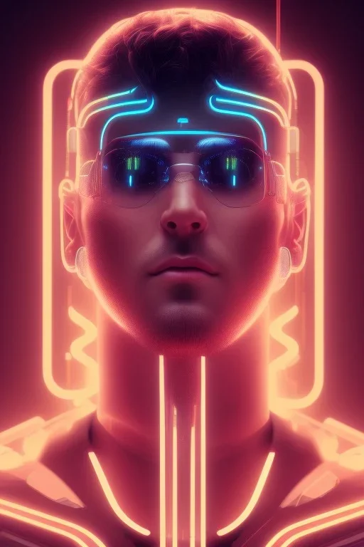cyberpunk, head, men, portrai, tron