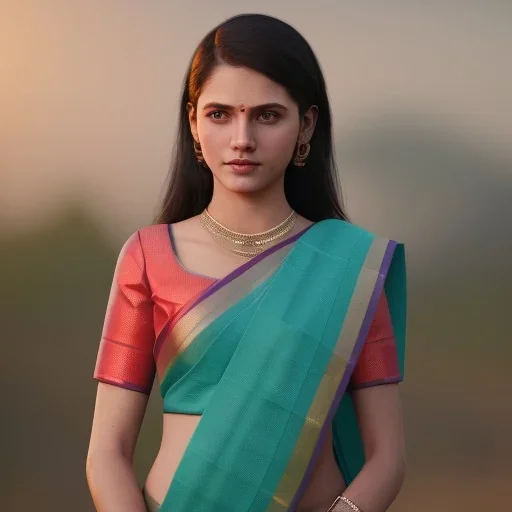 full body photo of a girl in saree i,hyperrealistic,detailed,8k,cinematic