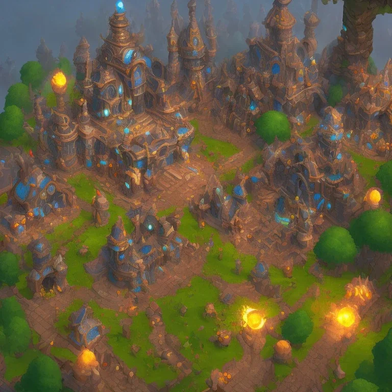 Torchlight 2 architecture concept in dofus，vertical view