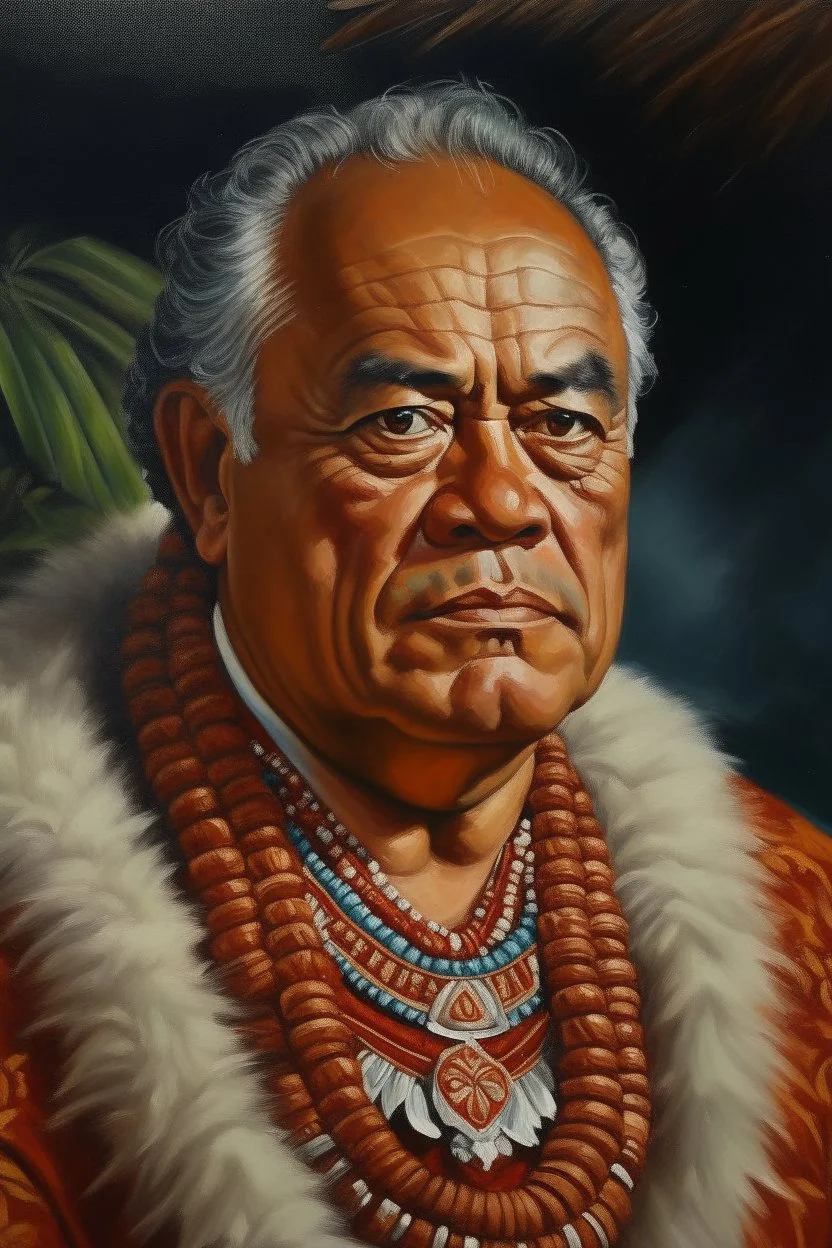 Painting portrait of Samoan formal chief