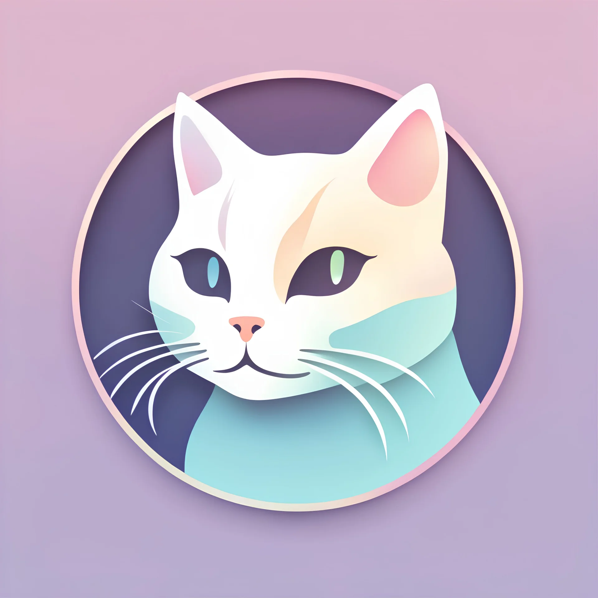 Cat App Logo, Pastel three color