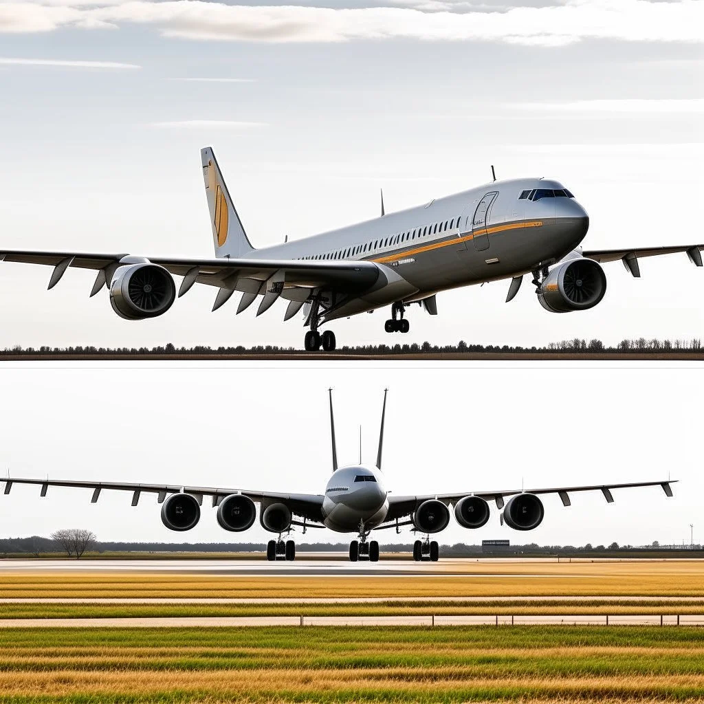 A picture of a plane about to take off from the ground, and the picture was taken from the side of the plane