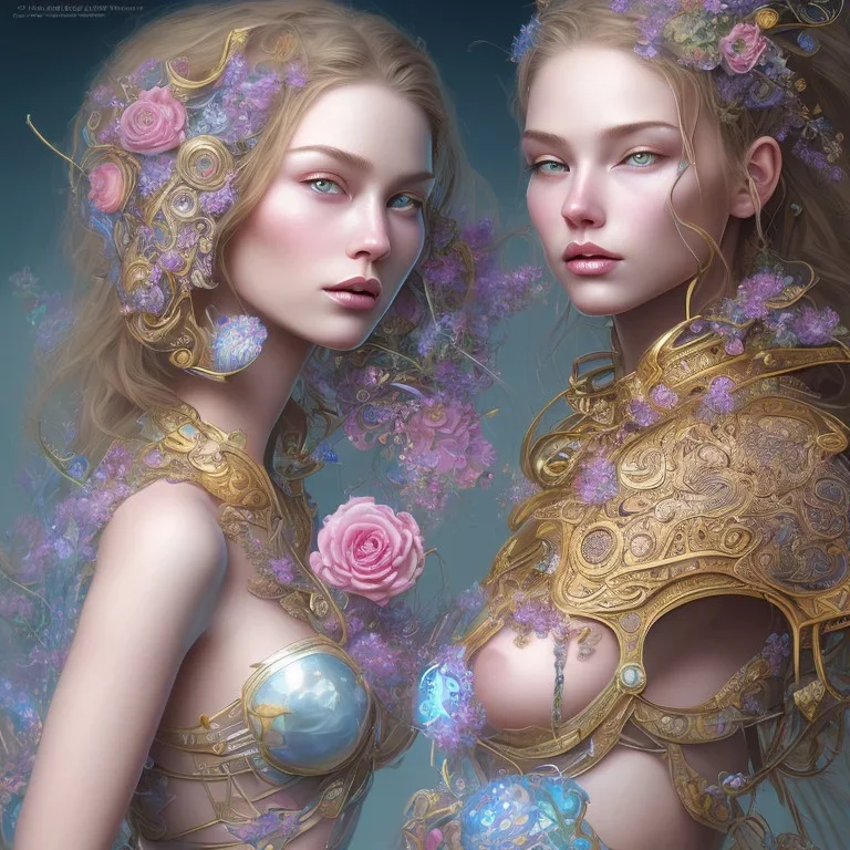 fantasy magic, intricate, sharp focus, illustration, highly detailed, digital painting, concept art, artgerm and paul lewin and kehinde wiley, masterpiece sexy lips with a smile Celtic lady body flowers lady outer space pretty, pink blue