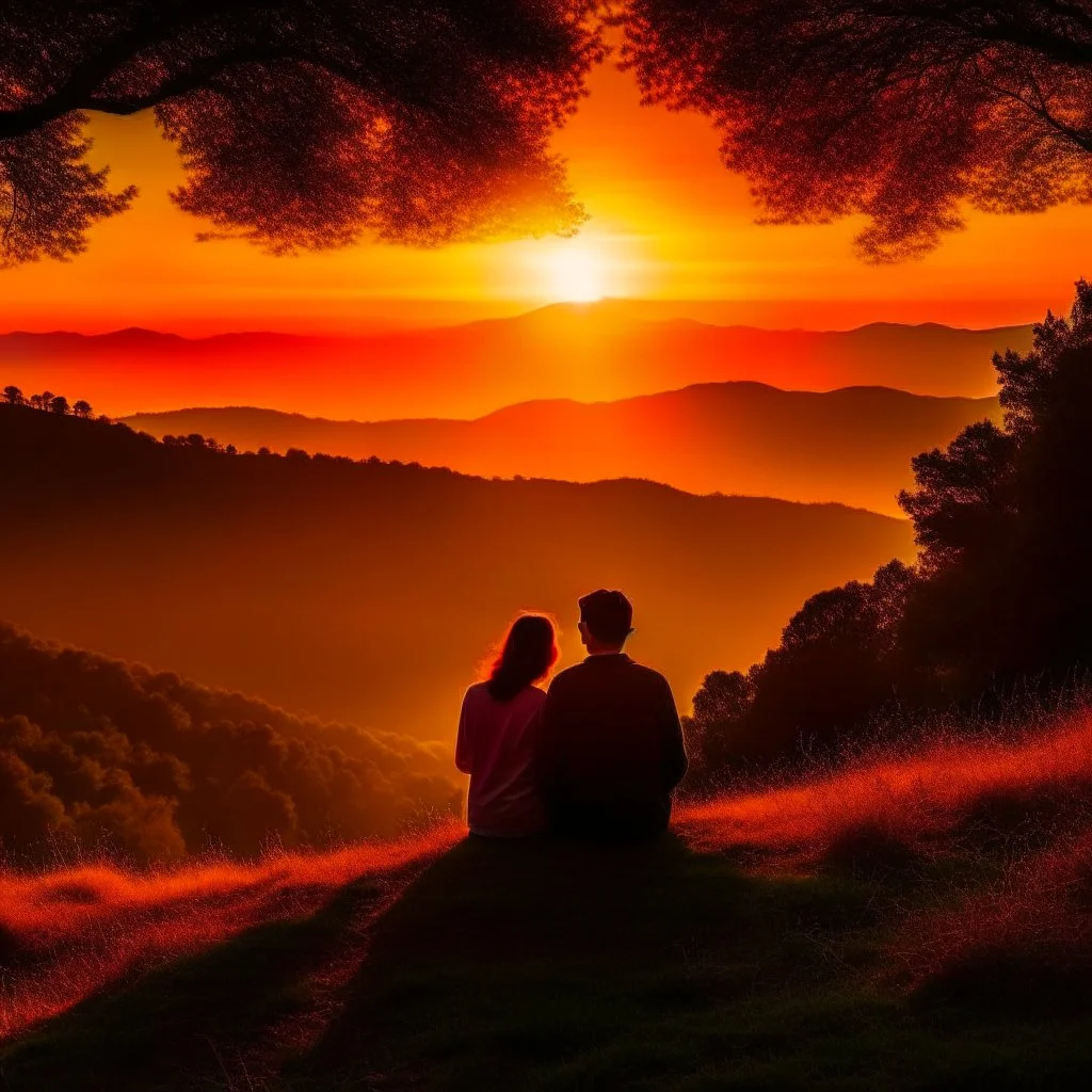 Whispers of the Heart a couple with sunrise in the hills