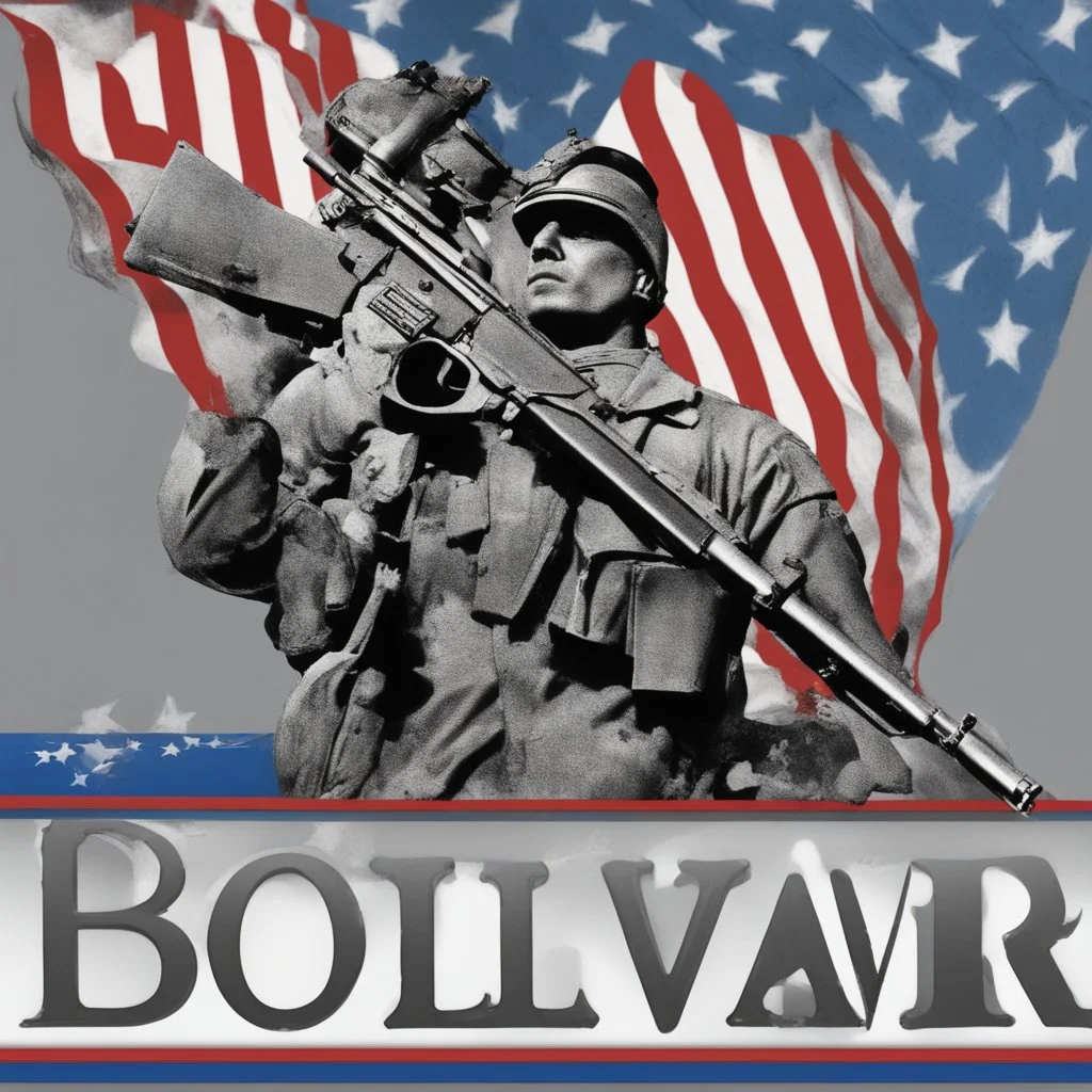 The text "Bolivar appreciates its veterans" with some blue stars and an American flag and a silhouette of a soldier. None of the components of the image should look plastic.