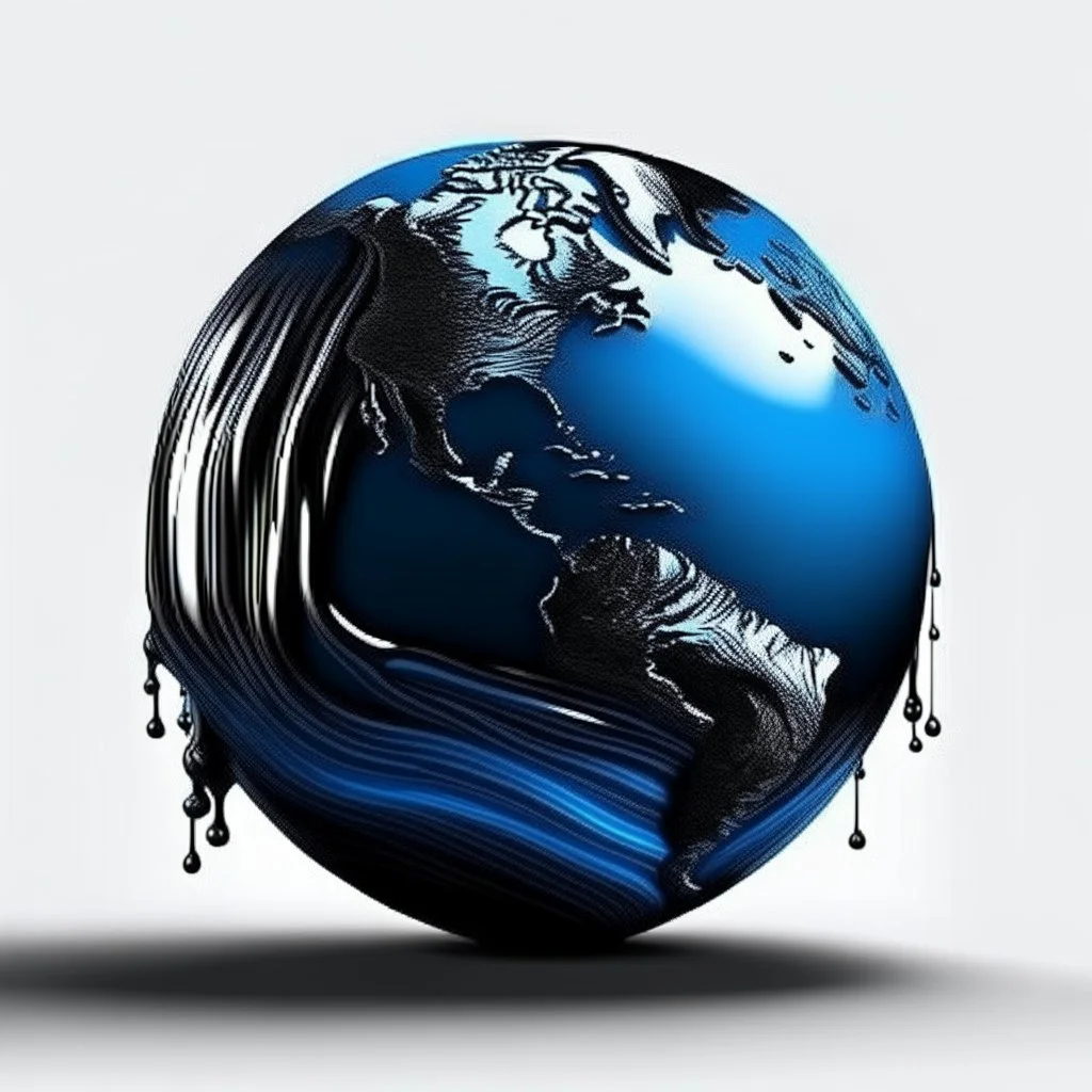 realistic globe with waterfall black and blue color