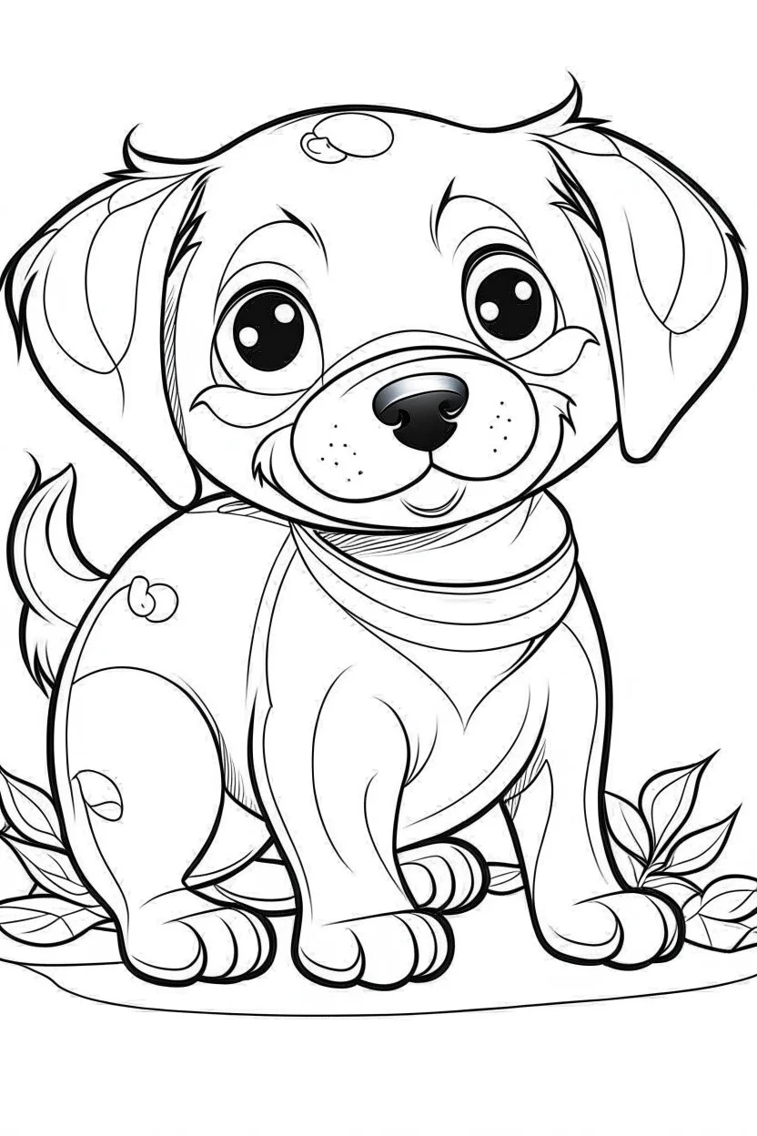 outline art for Puppy (Dog) coloring pages with sitch, white background, Sketch style, full body, only use outline, toddlers style, clean line art, white background, no shadows and clear and well outlined.