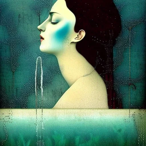 girl bathing under waterfall CATRIN WELZ-STEIN