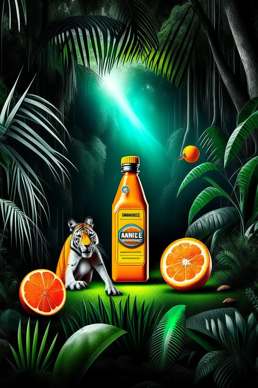 brand campaign for a new drink with orange and chili flavour with a jungle animal