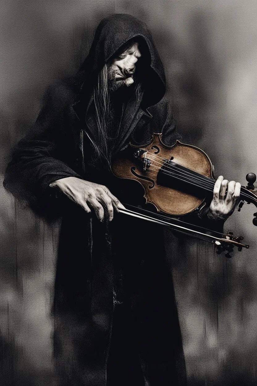 Dark musician with violin