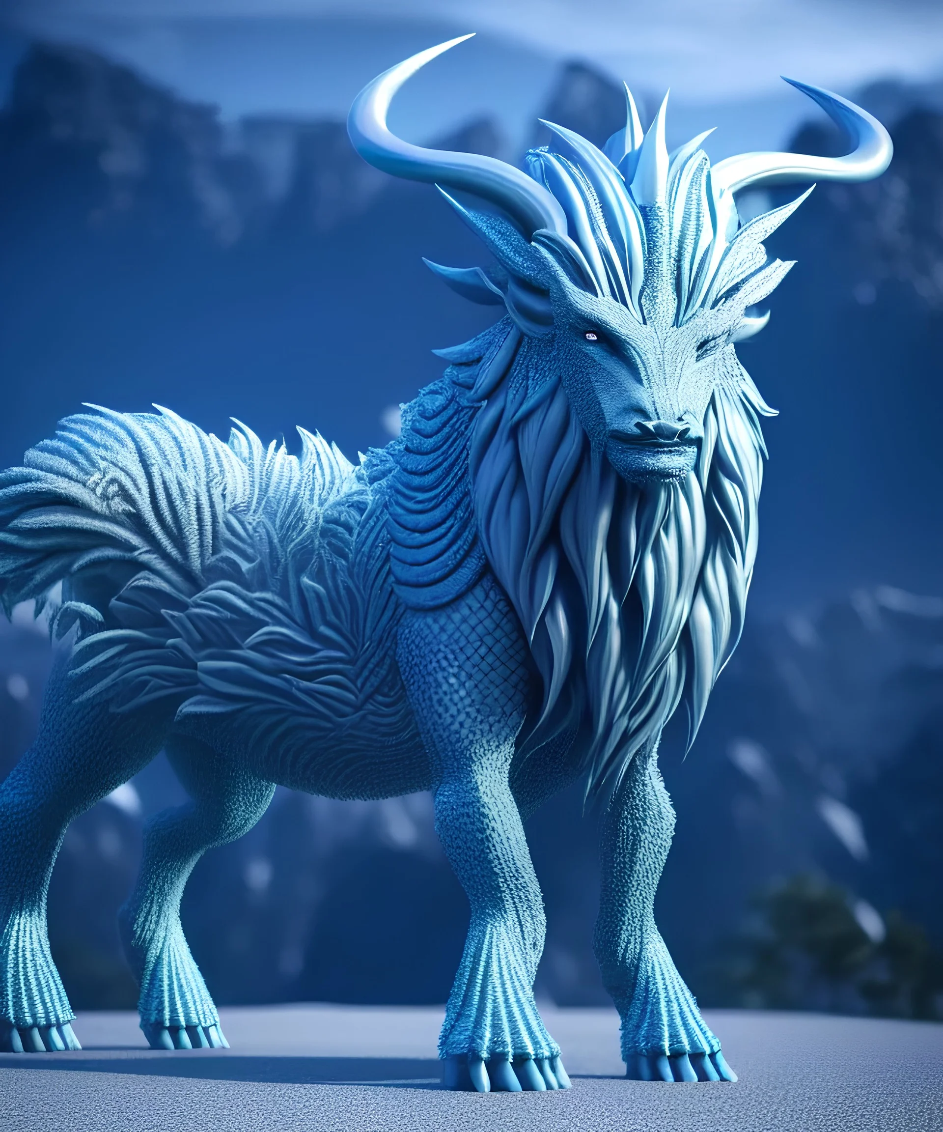 A portrait of a crystalline beast, mythical,fantasy ,otherworldly, magnificent, majestic, highly intricate, Realistic photography, incredibly detailed, ultra high resolution, 8k, complex 3d render, cinema 4d.