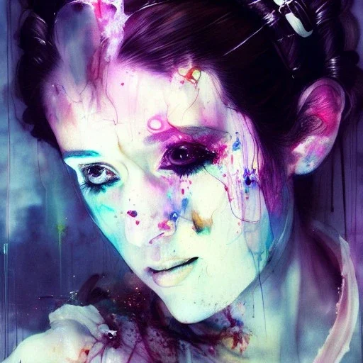 photorealistic princess leia ,illustration on coarse canvas by <agnes cecile> and <Yoji Shinkawa>, ornate and intricate details , soft smooth lighting, ultra detailed concept art,