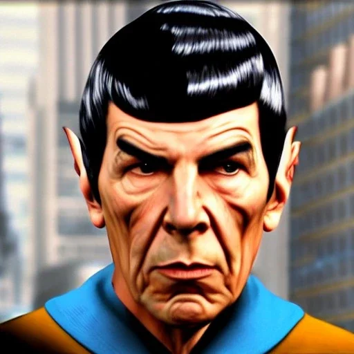 Spock, in the style of GTA III, realistic, 8k, cinematic, dramatic light, full body, cinematic, photo realistic, portrait Photography, Depth of Field, hyper-detailed, beautifully color-coded, insane details, intricate details, beautifully color graded, Cinematic, Color Grading, Editorial Photography, Photography, Photoshoot, Shot on 85mm lens, Shutter Speed 1/500, F/2,