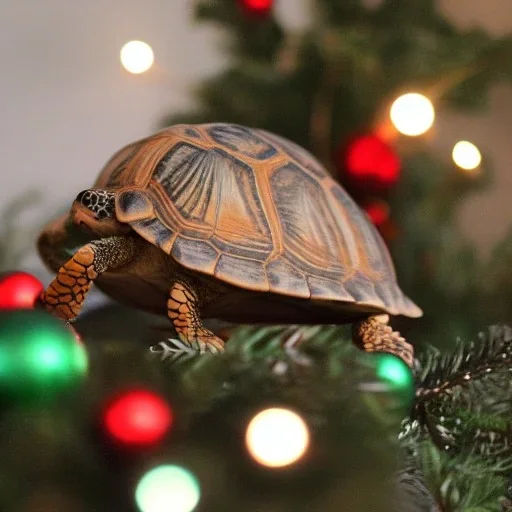 Turtle by the Christmas tree