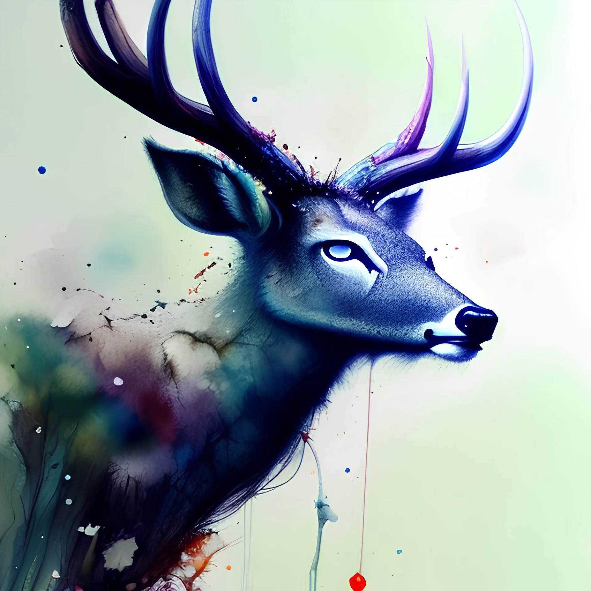 deer , 3D, leaning pose, watercolor illustration by <agnes cecile> <Yoji Shinkawa>,