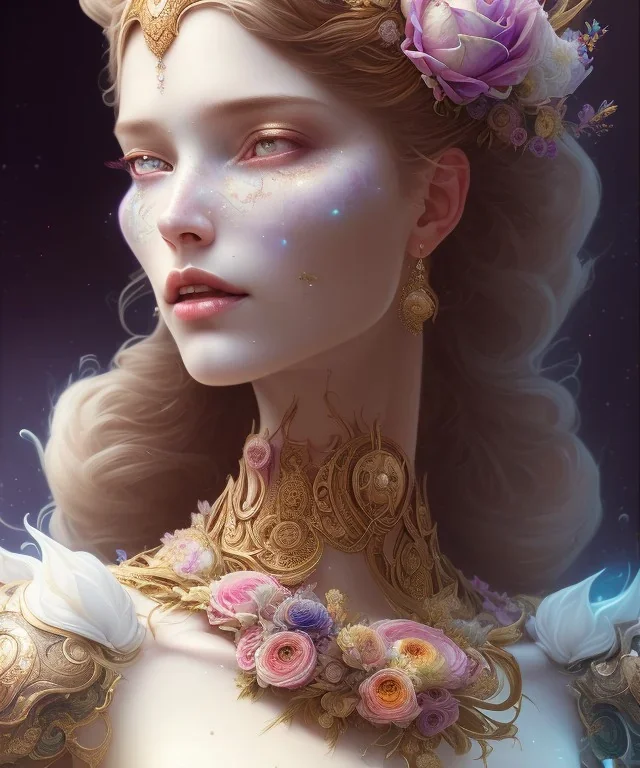 full view ultrarealistic portrait ethereal fantasy deity wearing beautiful gown, flowers, spirituality, 4k digital masterpiece by anna dittman and alberto seveso ruan jia, rossdraws, artgerm and greg rutkowski and alphonse mucha and loish and wlop, fantasycore, hyperdetailed, realistic digital painting, soft lighting, featured on artstation