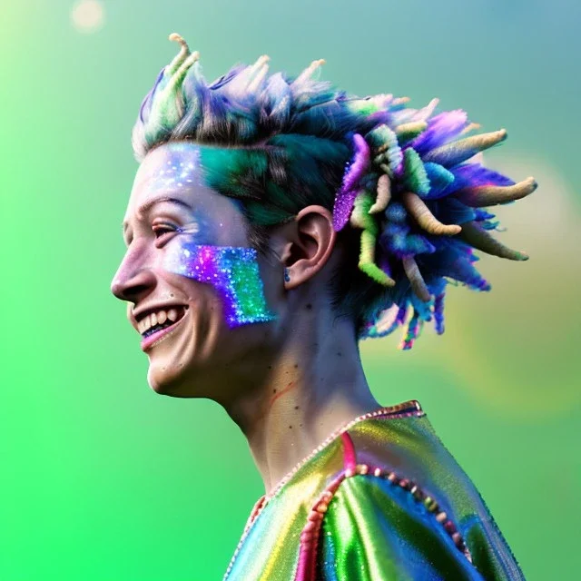 Ultra Realistic photo, medium shot view, drunken sweet dancer irish woman, carnival scene, monster hair, steampunk style. Green hair, confeti, smile, happy, festival, ovnis, gradient color fog. highly detailed, concept art, unreal engine 5, ray tracing, RTX, lumen lighting, ultra detail, volumetric lighting, 3d, finely drawn, high definition, high resolution.