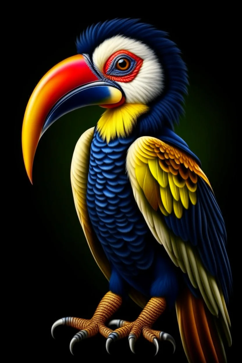 hornbill bird full body, digital art, photo, illustration, digital painting,oil painting, smooth, sharp focus, highly detailed, casque bird,