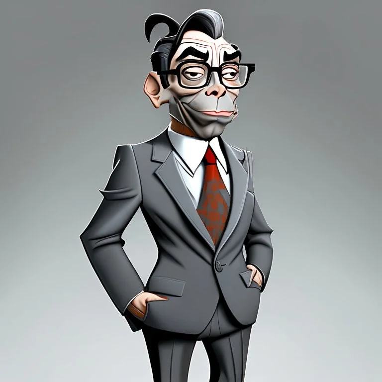 Gustavo Petro traje gris estilo caricatura detallado colores contrastantes