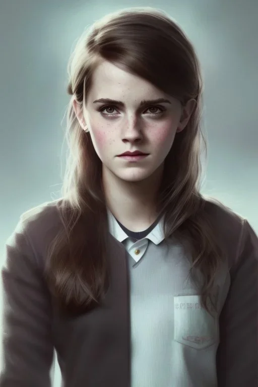 emma watson identify face, Hogwarts uniform , chakra, pintura, ,details,texture,8k quality, florest, Minimalism, Romanticism, Expressionism, Impressionism