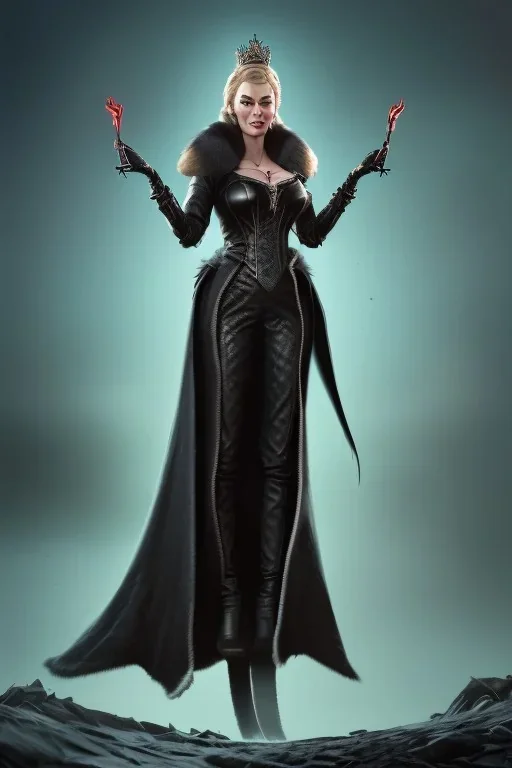 Cersei Lannister as evil queen in black leather and fur, busty, cleavage, curvy, lena headay, angry, stern look. character design by cory loftis, fenghua zhong, ryohei hase, ismail inceoglu and ruan jia. unreal engine 5, artistic lighting, highly detailed, photorealistic, fantasy