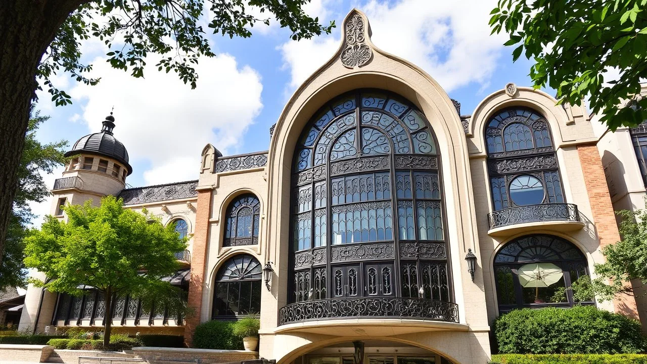 Art Nouveau Architecture: Characteristics: Curved lines, natural motifs, use of iron and glass.