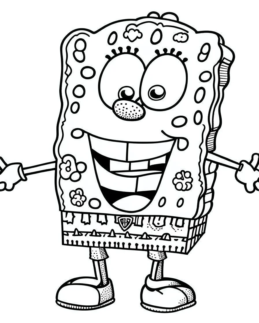 Generate a colouring pages of the SpongeBob along with some pencil sketch marks with white background