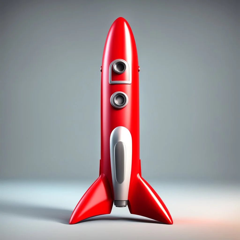 red rocket cartoon stylized 3d