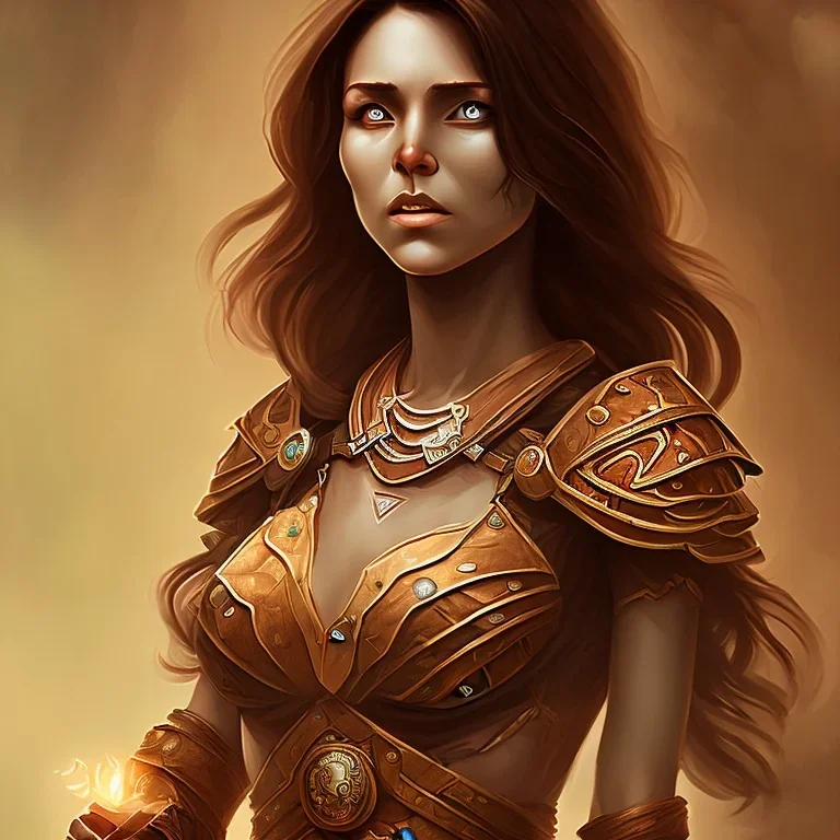 dungeons and dragons, female human, druid, brown hair, brown eyes, full body, realistic face, short hair, scars