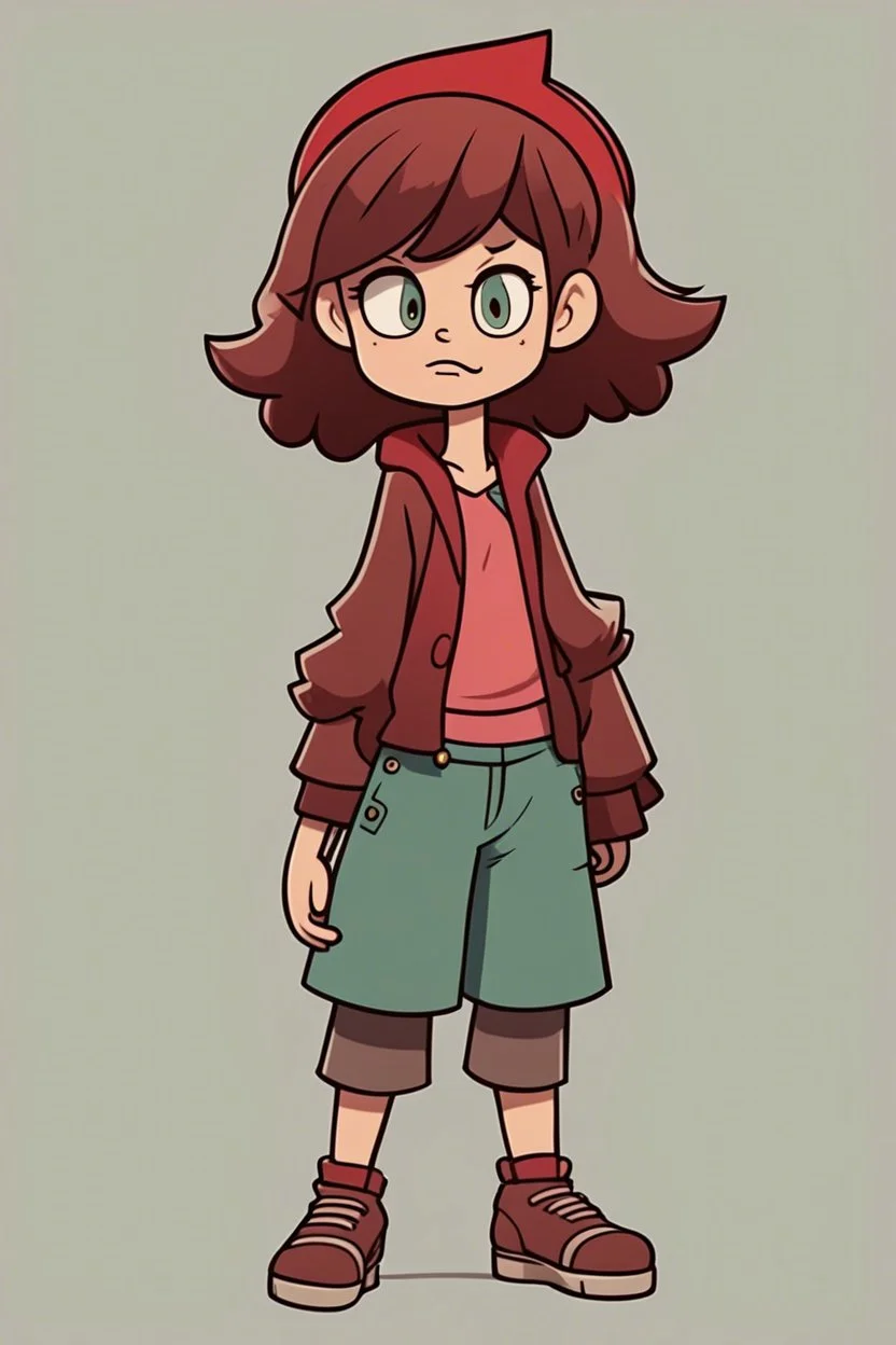 персонаж из вселенной Гравити Фолз, Персонаж женского пола, спортивного телосложения и низкого роста. Цвет кожи персонажа — капучино. Волосы персонажа покрашены в рыжий цвет, зачесаны назад. По текстуре волосы персонажа пушистые. У персонажа есть короткая челка. Глаза у него/нее зелено-карие. Персонаж носит одежду в стиле гаучо. Слово для вдохновения образа персонажа (тут вообще все) — ручей.