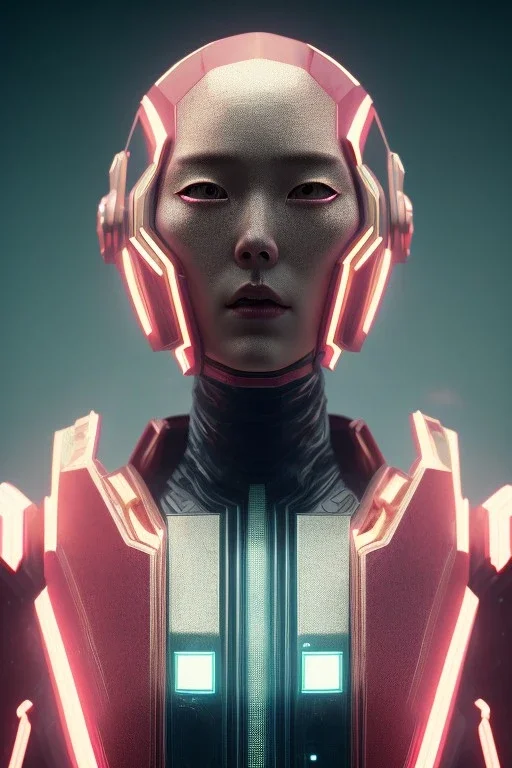 MCU Portrait, Front image. cyberpunk Asian sweet woman, pink short hair. Ceramic rabbit mask, latex suit. Red, black, gold, color. Punk style. highly detailed, concept art, smooth, unreal engine 5, god rays, ray tracing, RTX, lumen lighting, ultra detail, volumetric lighting, 3d, finely drawn, high definition, high resolution.