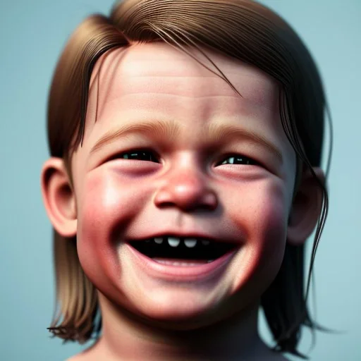 Brad Pitt toddler, smile, full body, hyper realistic