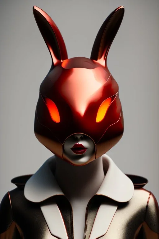 Portrait Sweet Rabbit ceramic mask, red, suit, photo studio, black background, unreal engine 5, concept art, ray tracing, lumen lighting, ultra detail, volumetric lighting, 3d.