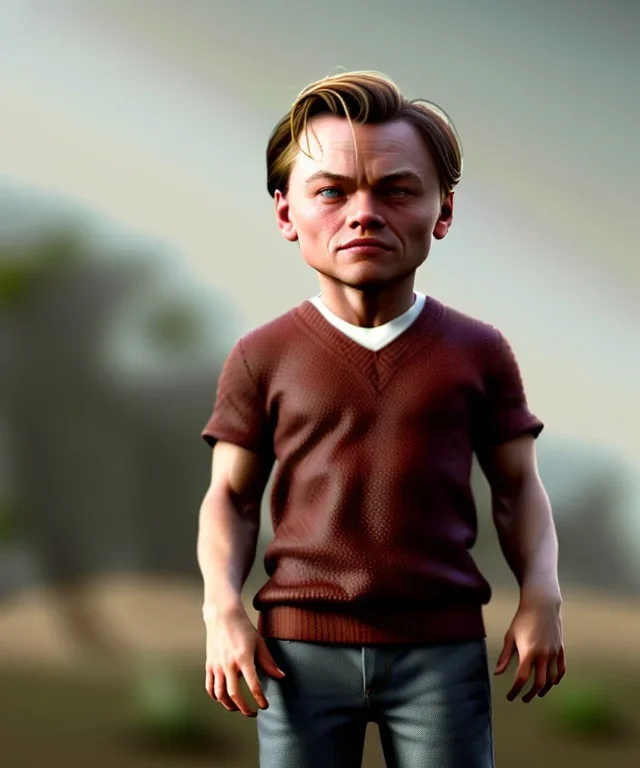 Leonardo di caprio toddler, full body, car, dramatic lighting, hyper realistic