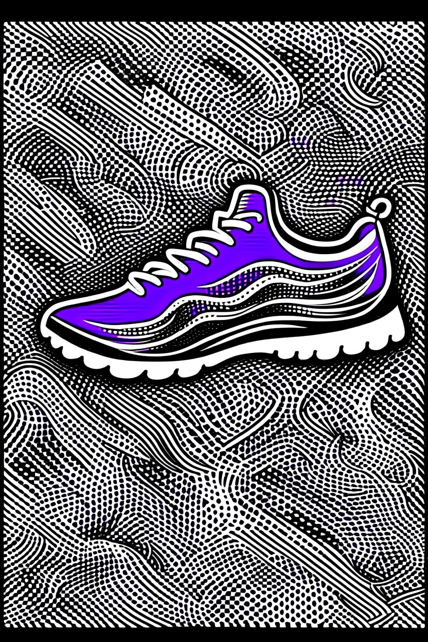 Shoe. tread pattern. Ghosts. Use only white, black, and purple.