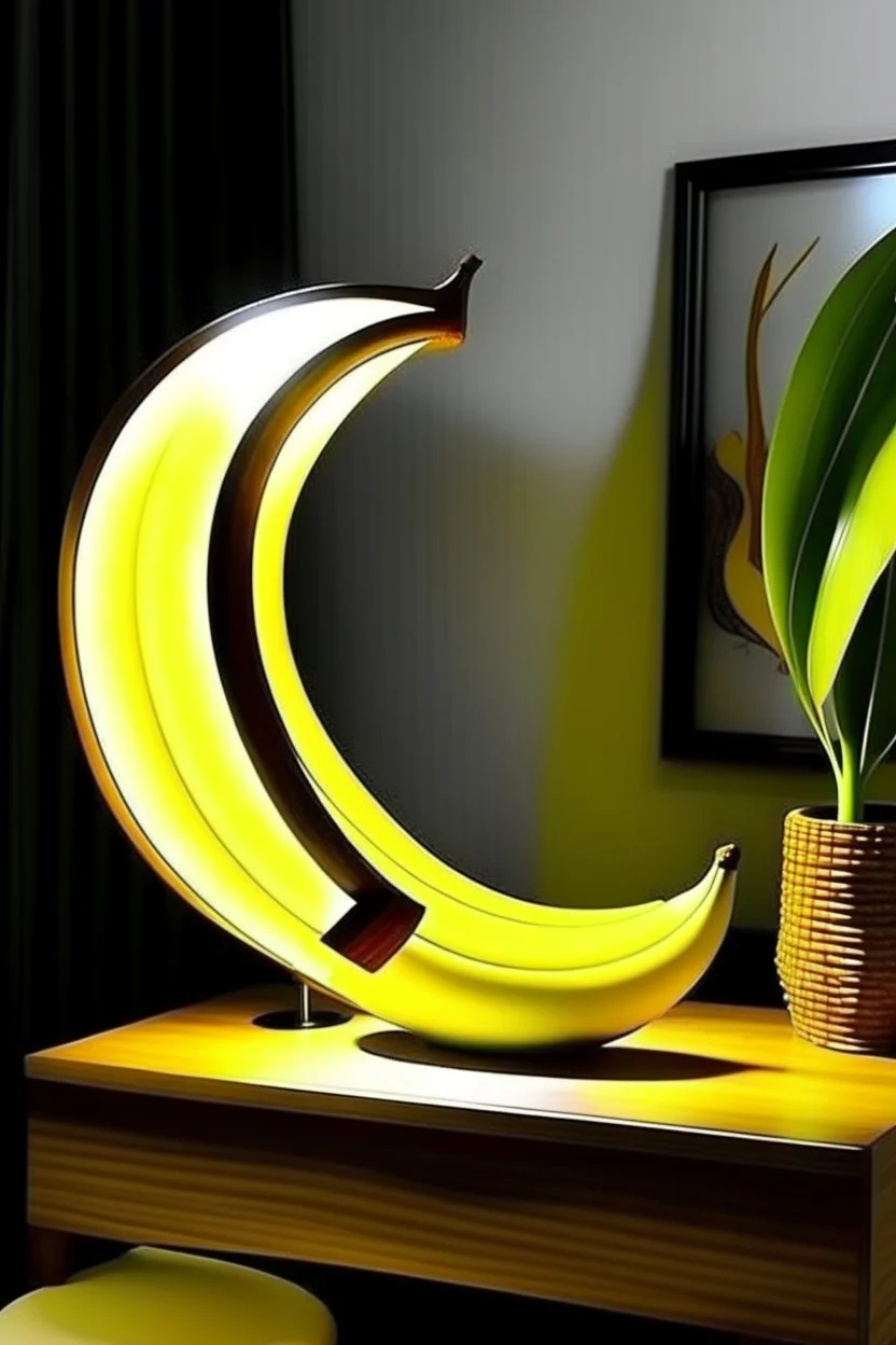 gaming table lamp inspired by banana, modern design,