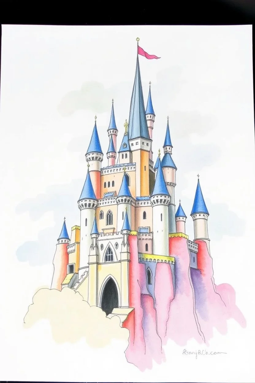 SKETCH WATERCOLOR PASTEL COLOURS - “The Cloud Castle”